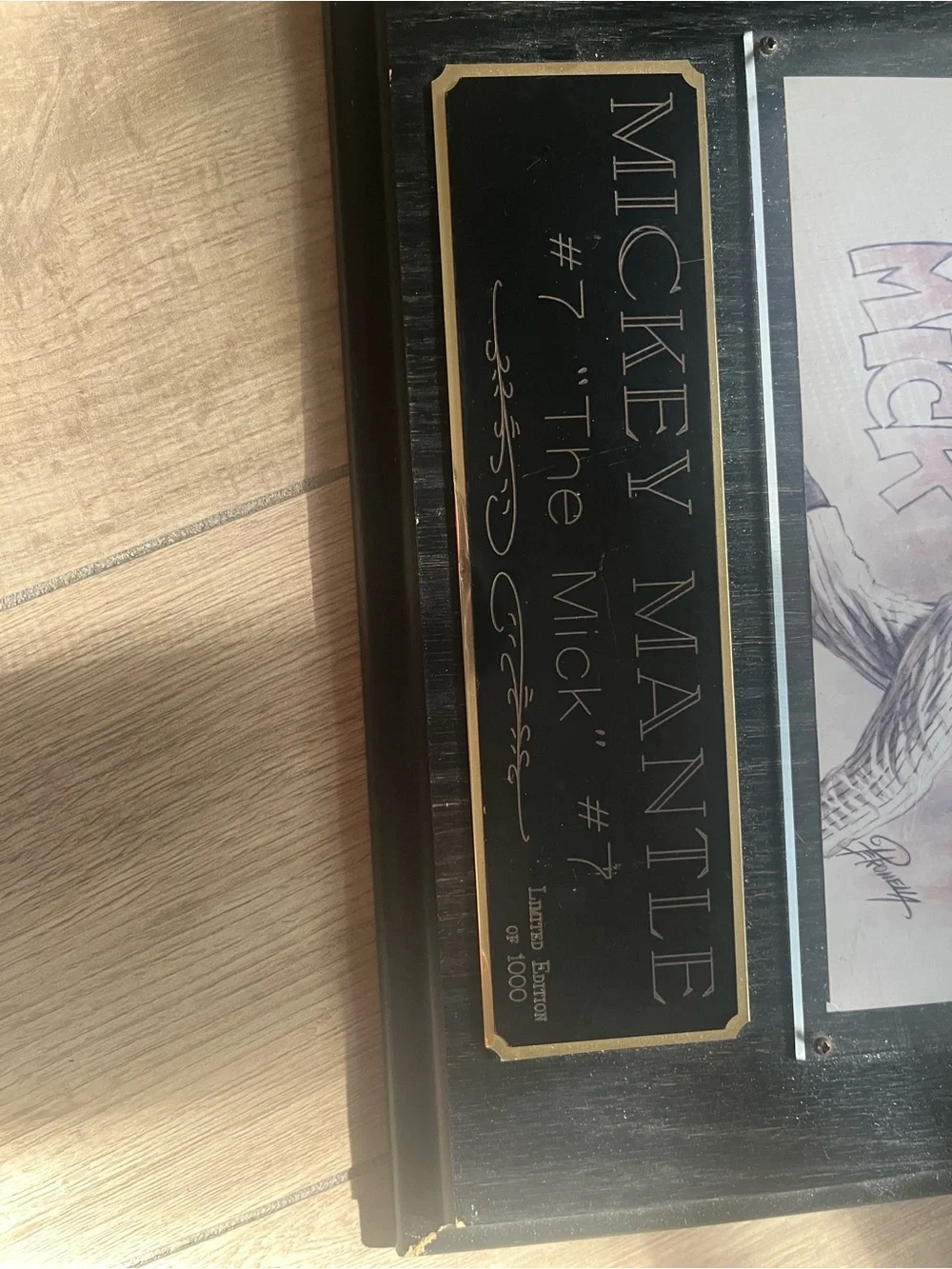 Micky Mantle Limited Edition 1 of 1000 autographed plaque